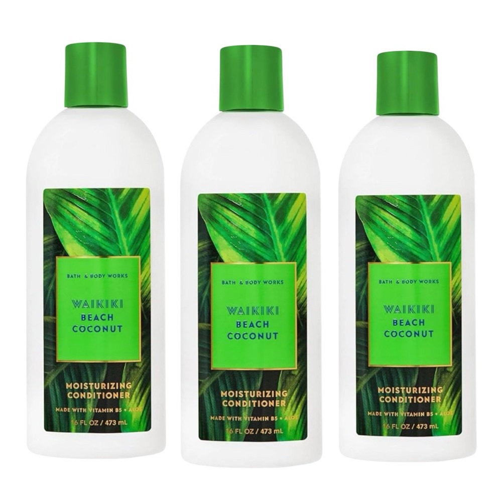 Bath & Body Works Waikiki Beach Coconut Moisturizing Conditioner 16 Oz 3 bottles